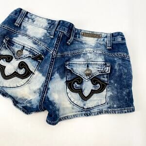 Rerock for Express Y2K Acid Wash Low Rise Denim Shorts